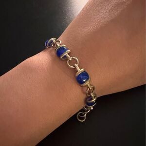 Vintage Sterling Silver Blue Stone Bracelet